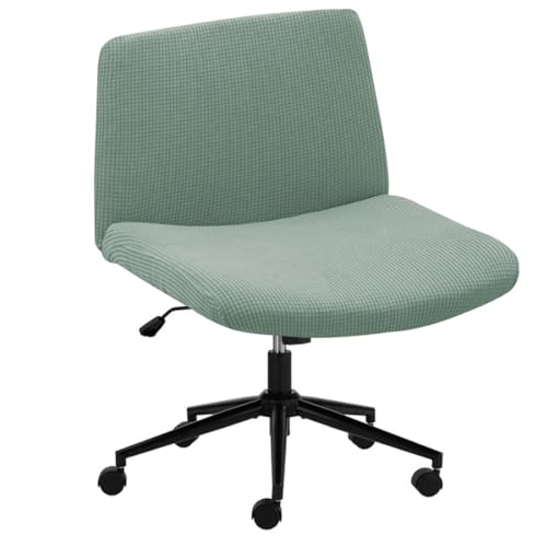 Bifaunvogel Armless Office Chair Covers Stretch Criss Cross Desk Chair Cover Cross Legged Office Chair Slipcovers Mid Back Accent Chair Cover Vanity Chair Protector Green 1 Pack