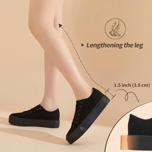 Waluzs Platform Sneakers for Women Low Top Platform Shoes Lace Up Womens Canvas Shoes Breathable White Tennis Shoes2