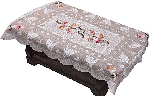 IM FAB Cotton Centre Table Cover (40X60-inch , Tulip,Square,Coffee,Pack of 1)