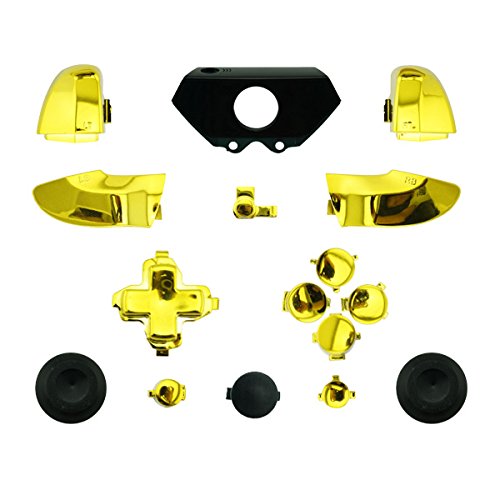 WPS Chrome ABXY Dpad Triggers Full Buttons Set Mod Kits for Xbox One Controller (not 3.5mm Port) with T6 T8 (Chrome Gold)
