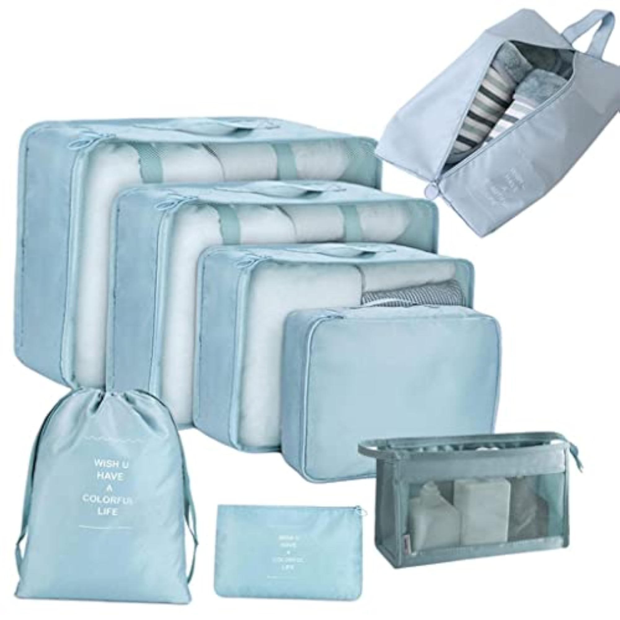 LOSA 8Pcs/Set Packing Cubes for Travel Clothes
