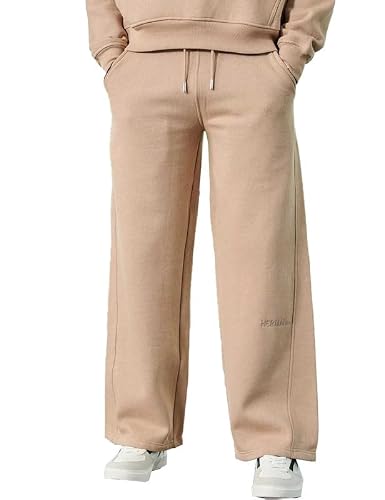 Image of JMOJO Stylish Wide Leg Baggy Joggers Men - Perfect Mens Open Hem Joggers with Spacious Ample & Back Pockets - Elastic Waistband with Drawstring - Thick Warm Baggy Sweatpants Men Beige