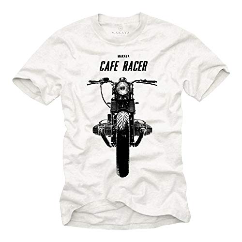 Tee Shirt Moto Cafe Racer Vintage Boxer Twin Homme Blanc XXL