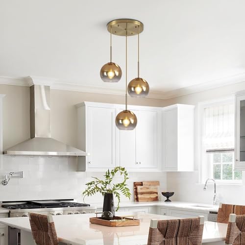 Image of 2 Pack Amber Glass Shades Globes, Glass Lamp Shade Covers Replacements, 1.65 In Fitter 5.1 In Height 5.9 In Diameter Lampshades for Light Fixtures Chandelier Wall Sconces Pendant Lights
