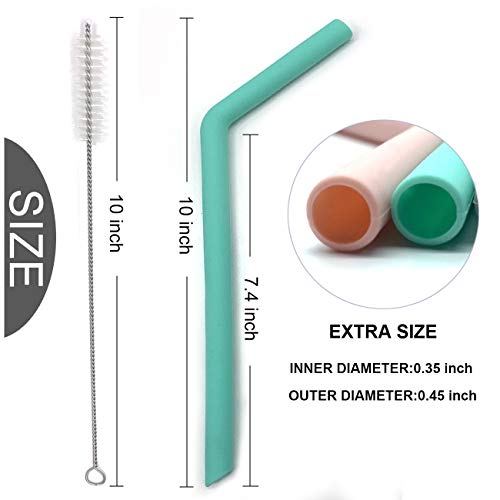 Senneny Set Of 6 Silicone Drinking Straws For 30Oz And 20Oz - Reusable Silicone Straws Bpa Free Extra Long With Cleaning Brushes- 6 Bent- 8Mm Diameter #TOP1