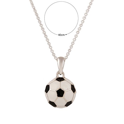 Lureme® Fashion Jewelry Silver Tone Enemal Soccer Pendant Necklace White Black Color (01003114) #TOP1
