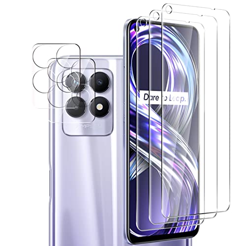 NEWZEROL 5 Pièce Verre Trempé Compatible pour Oppo Realme 8i avec 3 Pièce de Protection d'écran + 2 Pièce de Protection de Caméra Arrière, Film Protecteur Haute Définition sans Bulles de Dureté 9H Cover