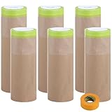 DAJAVE 6 Rolls Masking Paper, 30cmx15M and 45cmx15M Masking Paper for Spraying Pre Taped Masking Film Tape and Drape Masking Papers for Painting Car Furniture Carpet Protection