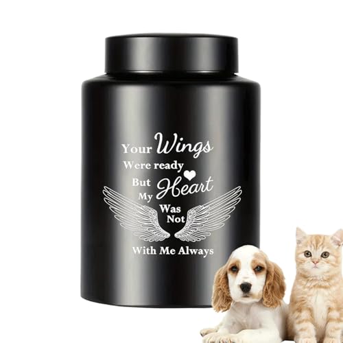 Urna para mascotas, urnas funerarias para cenizas de gato | Estuche conmemorativo impermeable con alas de ángel para perro, pantalla de hogar o entierro al aire libre