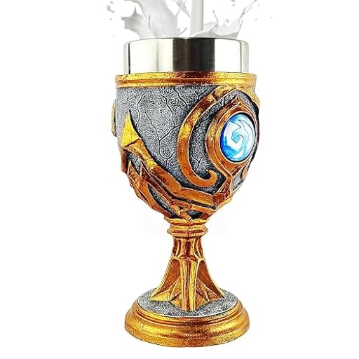 Taza de cáliz – Diseño vintage medieval, recipiente de acero inoxidable, tridimensional, cáliz revestido de resina para bebidas, uso ceremonial de bebida, accesorios decorativos de bar, accesorios | Ya disponible en tu tienda friki favorita! En mundofriki.es!