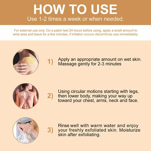 Turmeric Body Scrub - Remove Acne Dark Spots - Turmeric Exfoliating Body Scrub - Smooth Skin Deep Cleansing Moisturizing Hyperpigmentation - Great Gifts Women Body Scrub for Deep Cleansing (Turmeric) - Image 8