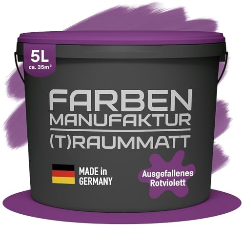 Farben Manufaktur (T) raummatt Wandfarbe Innenwandfarbe Innenfarbe Dispersionsfarbe Trendfarbe 2022 1/2/5/10L, Farbe: ausgefallenes rot violett, Größe: 2L