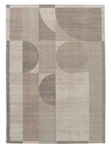RugVista Deco, Teppich, Moderne Teppiche, 160 x 230 cm, Rechteckig, Mittlerer Stapel, Wohnzimmer, Esszimmer, Schlafzimmer, Nur chemische Reinigung, Oeko_tex_100, Beige/Grau