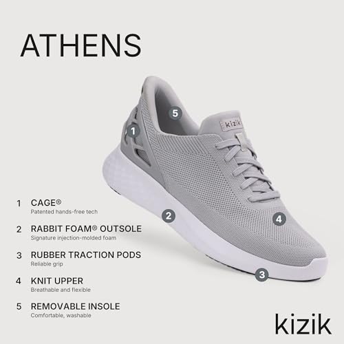 Image of Kizik Slip On Sneakers: Athens - Comfortable All-Day Wear, Hands Free Convenience, Breathable Knit Top, Mens & Womens Walking Shoes with Arch Support