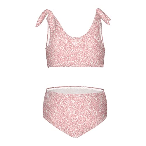 Image of KLL Rose Gold Pink Glitter Girls' Swimwear Swimsuit Cute Beach Bathing Suit