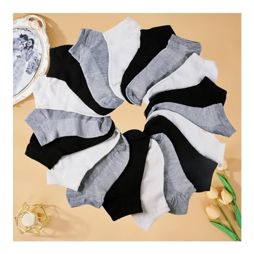 10 Pairs/Lot Breathable Men's Socks Short Ankle Elastic Solid Color Mesh Cotton Business Unisex Sock Plus Size EU38-462