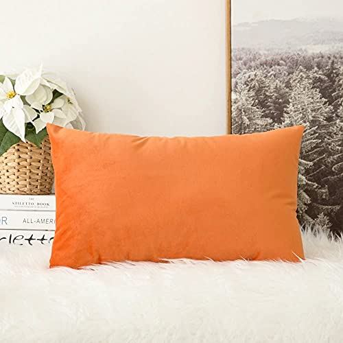 Image of Khooti Velvet 200 TC Cushion Cover Pack Of 1-16 inchX20 inch /41X51 Cm-Orange-Soft Pillow Covers Cushion Case For Sofa Bedroom Living room Chair Car