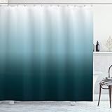 ABAKUHAUS Tresillo Cortina de Baño, Verde Azulado Azul Claro y Blanco