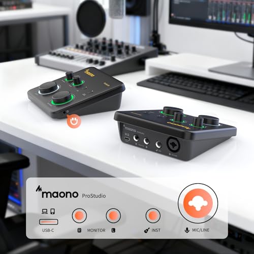 Image of MAONO USB Audio Interface for PC: Interface with XLR Microphone 24-bit /192kHz Routing Software LOOPBACK ASIO Driver for Recording Music, Home-Studio, Guitar, Podcast, Streaming, DAW(PS22+PD100)