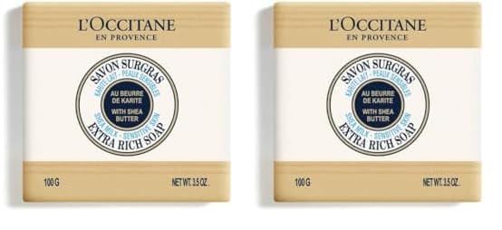 L'OCCITANE - Jabón corporal y facial extrasuave Leche de karité - 100 g - Pieles sensibles - Fabricado en Francia (Paquete de 2)