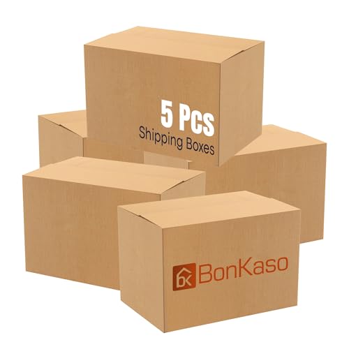 Image of BonKaso 5 Ply Corrugated Boxes for Packaging | 18 inchx12 inchx12 inch (Pack of 5) | Brown Cardboard Packing Boxes for Shipping, Moving & Storage | Large Carton Boxes for Courier & Goods Transportation