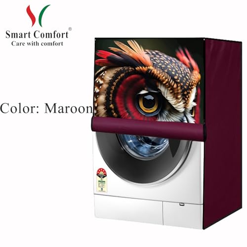 Image of Waterproof 9Kg Front Load Fully Automatic Washing Machine Cover compatible for lg /ifb /godrej /lloyd /bosch & etc Washing Machine (IFB9KMAROONOWLSC15FL04)