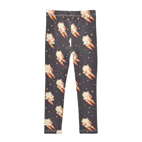 KLL Cute White Cat Astronaut Floating in Space Girls Basic Leggings Comfortable Full Length Lounge Pants Sports2