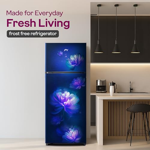 Image of Godrej 244 L 3 Star 5 Years Comprehensive Convertible Freezer 6-In-1 | 95%+ Food Surface Disinfection Double Door Refrigerator (2026 Model, RT EONVALOR 280CN RCIF LA BL, Lisa Blue)