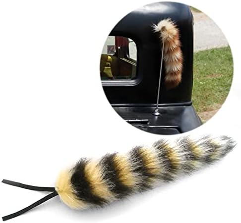 Speedway Motors Vintage Raccoon Tail Antenna Topper for Hot Rods Nostalgic Decorative Accessory with Dual Mounting Strings Anti Fade Coating 13 Inch Length