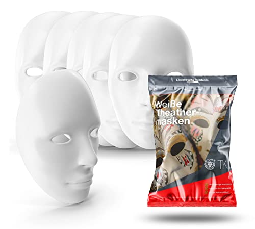 12 Masques de théâtre à Peindre, Non Peints, pour Le Bricolage et Le Carnaval, Halloween