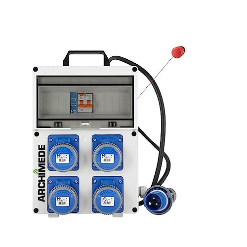 Quadro Ip65 4 Prese Blu Fungo+Allarme - Con Fungo D'Emergenza E Allarme Mancanza Terra (Mancanza Terra Segnalata Con Led Rosso E Allarme Acustico)