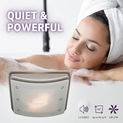 Hunter Ellipse 100 CFM Ceiling Exhaust Bath Fan with Light and Night Light - Brushed Nickel