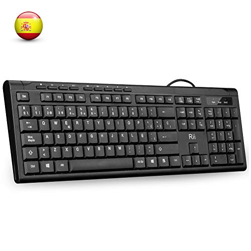 Rii Teclado RK907 Ultra-Slim. Compacto. con Cable. Teclado para Mac, PC, Compatible...