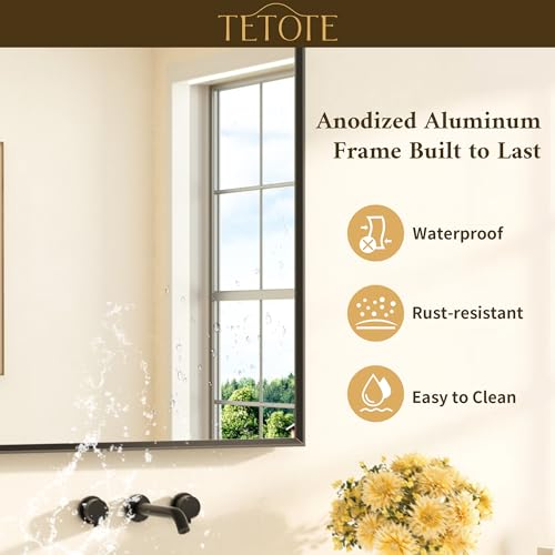 TETOTE Black Bathroom Mirror 36 x 36 Beveled Rectangle Framed Black Bathroom Vanity Mirror for Over Sink, Tempered Glass, Aluminum Frame, Wall Decor for Bedroom, Entryway, Farmhouse, Living Room by TETOTE - Image 6