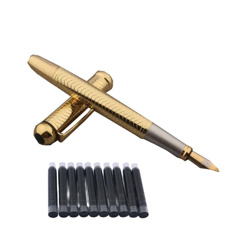 Stylo plume classique anti rature pour l'ecole et le bureau ecriture soignee metal blanc