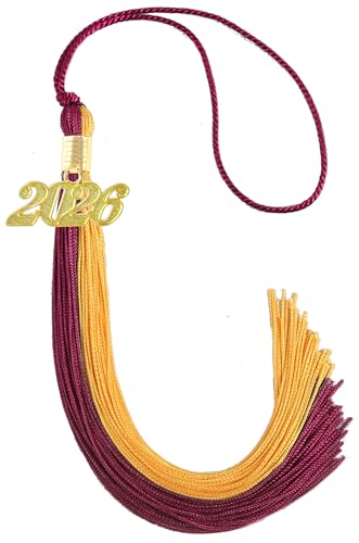 Image of Maroon and Gold Graduation Tassel 2026 for Grad Cap and Graduation Ceremony Accessory Decoration