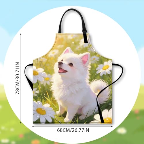 Image of Nuxovilar Decorative Kitchen Apron, 26.77x30.70 Inch Polyester Cooking Wearable Cover