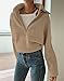 BTFBM Womens Sweaters Quarter Zip Pullover V Neck Collar Long Sleeve Ribbed Knit Loose Casual 2025 Winter Fall Sweater(Light Khaki, Small)