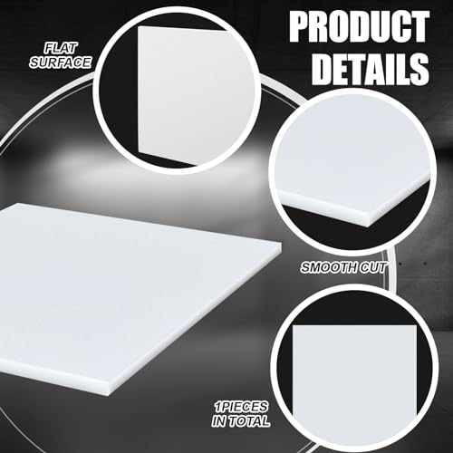 Image of Sasylvia 2 Pcs HDPE Sheet, HDPE Plastic Sheet Flexible High Density Polyethylene Board Solid Plastic Block for DIY Projects for Machining Home(White,1 /2 inchx12 inchx12 inch)