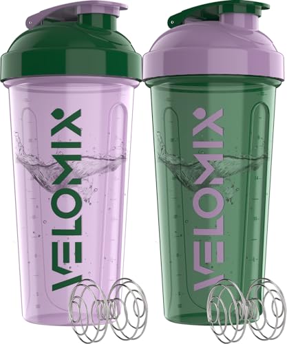 -2 Pack- 28 oz Protein Shaker Bottles for Protein Mixes - 2x Wire Whisk | Leak Proof Shaker Cups for Protein Shakes | Protein Shaker Bottle Pack (Flower Set)