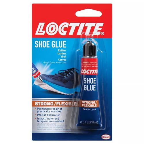 Image of Loctite Shoe Glue, Strong & Flexible, Resistant to Water, Ideal for Rubber, Leather, Vinyl & Canvas, Permanent repair of any shoes, Precise application, Dries Clear - 0.6 fl oz Bottle, Pack of 4