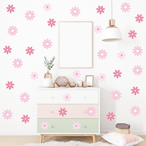 Calcomanías de pared de margaritas rosadas para tapar imperfecciones de forma creativa 4