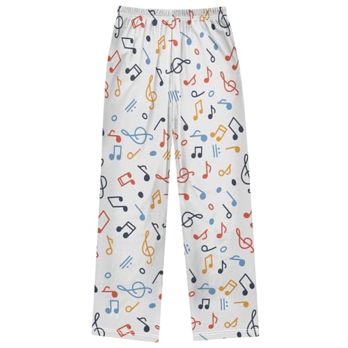 Boy's Pants Handwritten Inscription Music Note Jogger Pants Elastic Waist Long Bottoms Trousers with Pockets 6-14Y 7