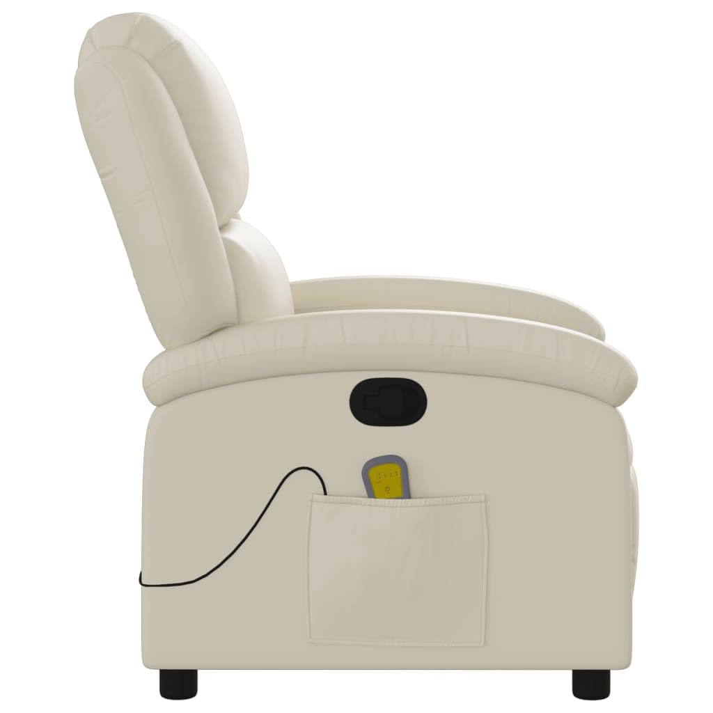 IKAYAA Sillón Masaje Reclinable Sillón Masaje Eléctrico Sillon Relax Reclinable Sillon Reclinable Manual Sillón Relax de Cuero Sintético, con Prácticos Bolsillo, Crema
