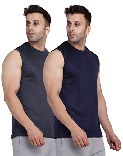 Image of Men's Regular Fit Sleeveless T-Shirt (Pack of 2)