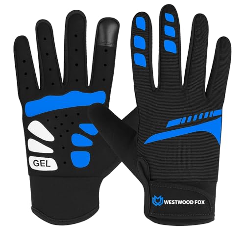 WESTWOOD FOX Guanti da ciclismo per uomo e donna, dita intere, antiscivolo, touchscreen, traspiranti, per MTB mountain bike, BMX, ATV, corsa su strada, ciclismo, arrampicata, sport all'aria aperta