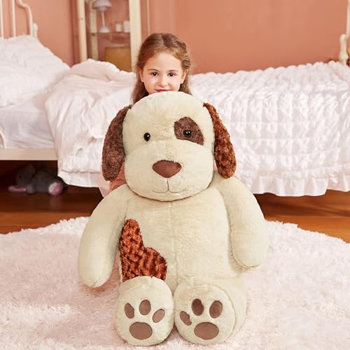 IKASA Groß Hund Kuscheltier Riesen Stofftier,78cm Welpe Gross Plüschtier Riesige Plüsch Spielzeug Flauschige Jumbo Stofftiere,Geschenk für Kinder
