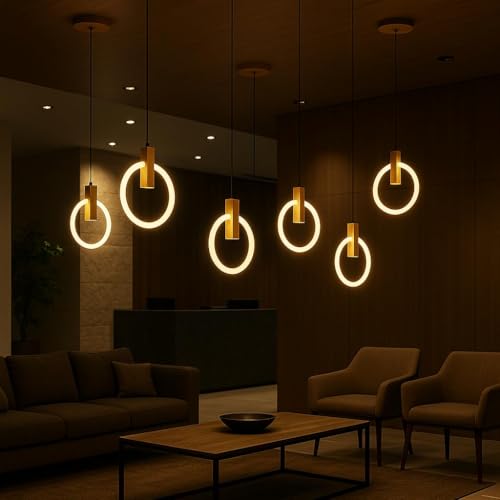 Image of Lunaris Pearl LED Pendant Lamp | Warm White Glow Ceiling Hanging Lamp | Elegant Chandelier for Dining Room, Bedroom, Living Room - (2 Pack)