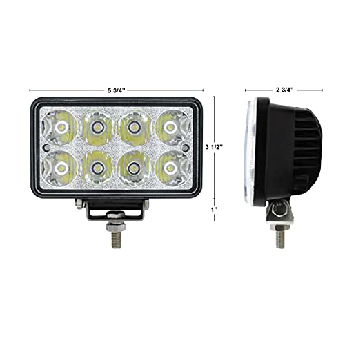 Image of United Pacific 8 High Power LED Rectangular Work Light with Chrome Reflector, 36507