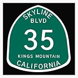 Highway 35 Sign: Skyline Boulevard Kings Mountain Window Water Bottle Bumper Sticker Decal 5'